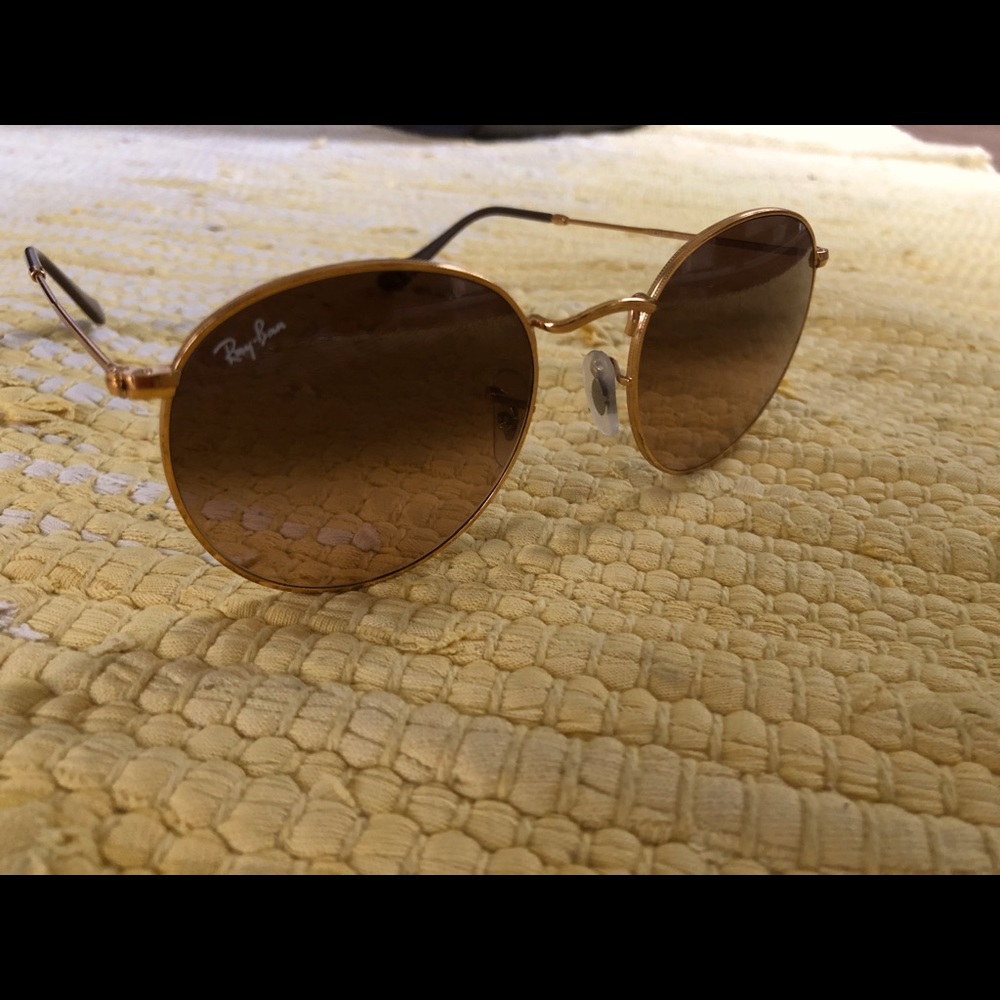 Ray-Ban brown gradient round metal sunglasses